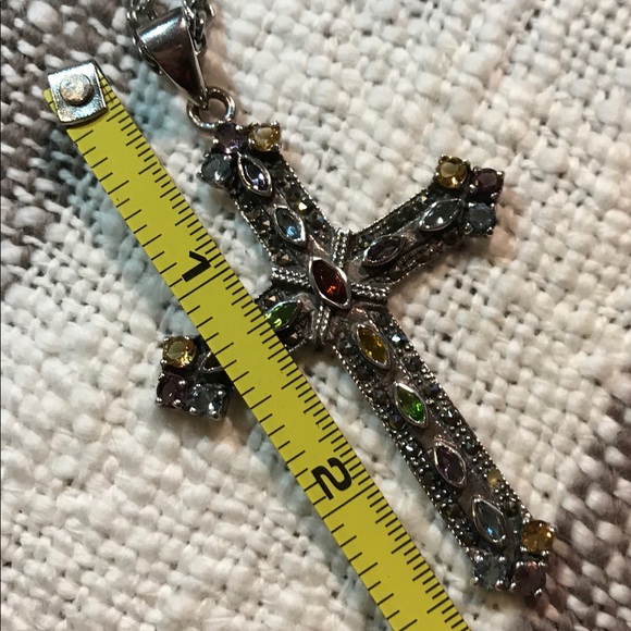 Silver cross with semi-precious stones. - Picture 4 of 5